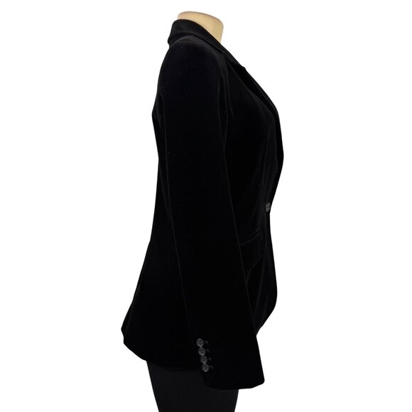 J.Crew Womens Black Cotton Blazer Single-Button Velvet Style Size 4 - Picture 4 of 12